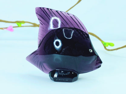 Lalique Crystal Dusk Purple Fish Figurine Signed France 2 3/8 A469