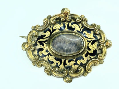 Victorian 15ct Gold Memorial Mourning Brooch hair storage locket brooch JR9969