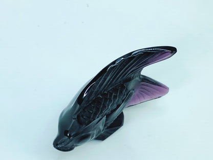 Lalique Crystal Dusk Purple Fish Figurine Signed France 2 3/8 A469