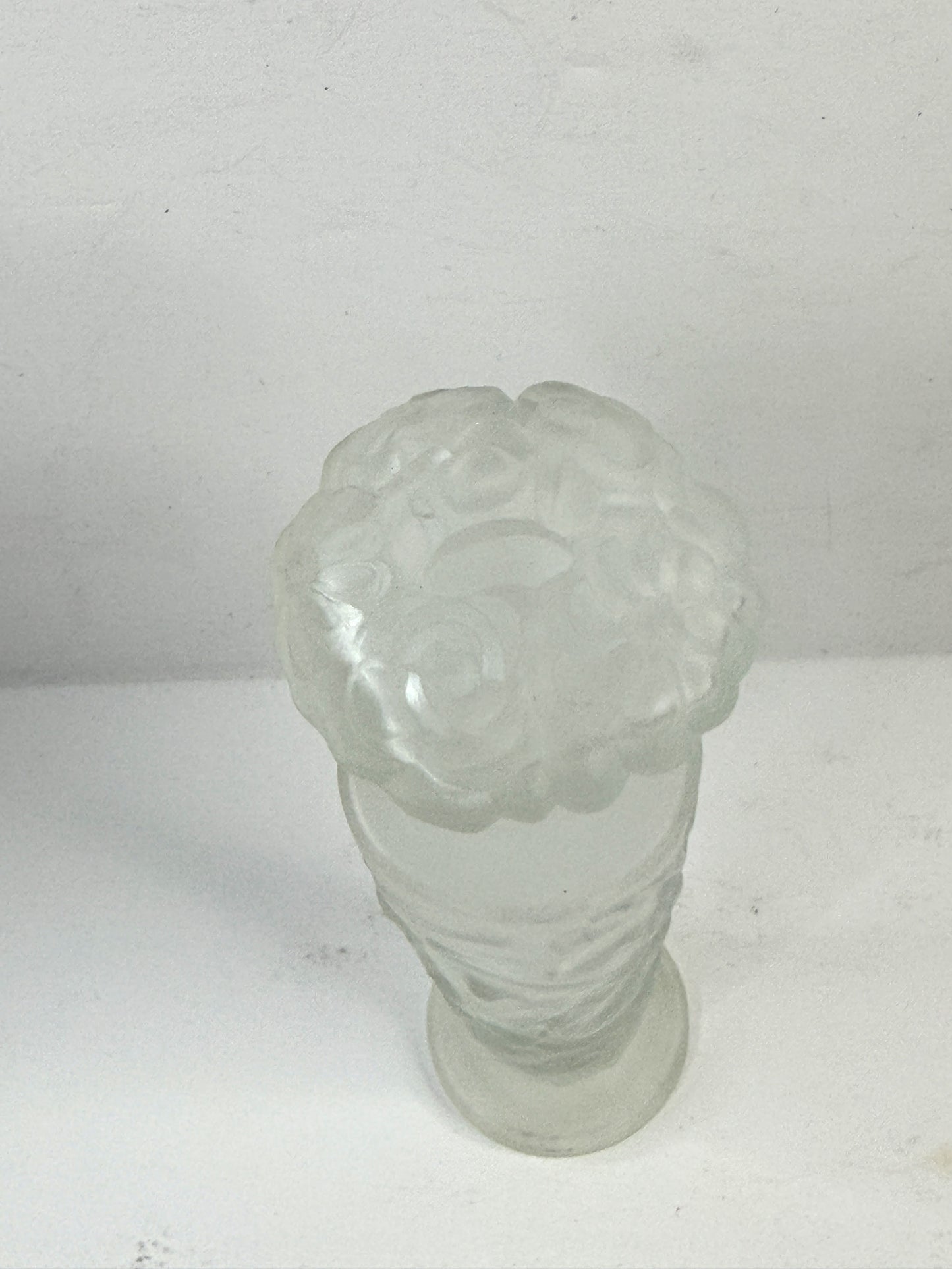 Vintage Frosted Glass Perfume Bottle Floral Stopper France A928