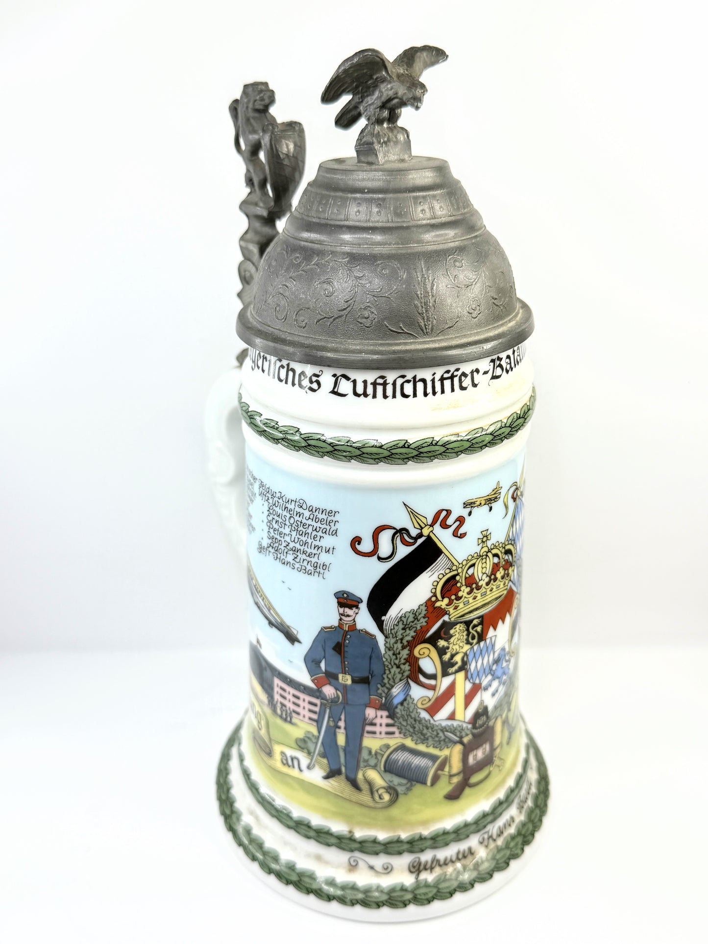 German Post-WWI Regimental Style Beer Stein Munich 1910 Lid A927