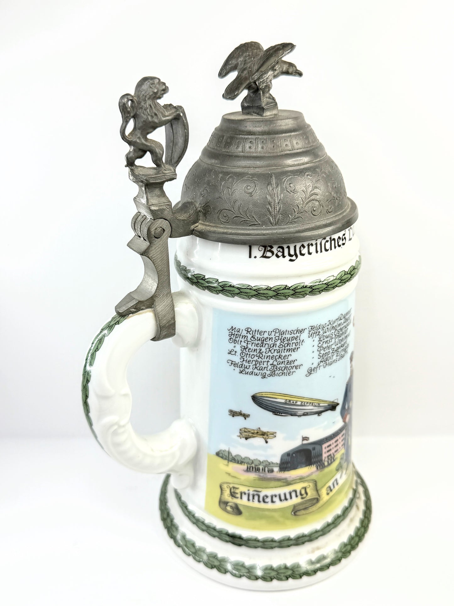 German Post-WWI Regimental Style Beer Stein Munich 1910 Lid A927