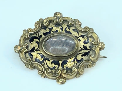 Victorian 15ct Gold Memorial Mourning Brooch hair storage locket brooch JR9969