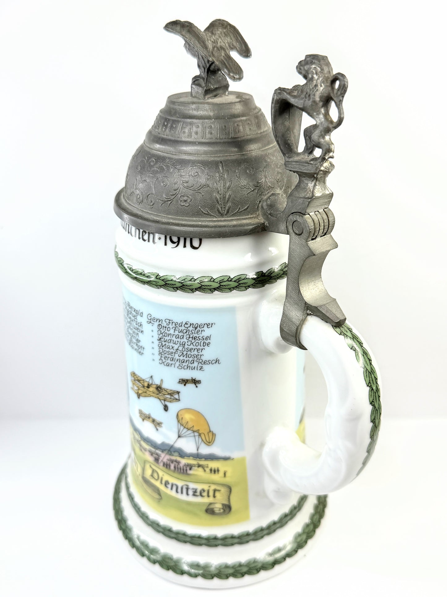 German Post-WWI Regimental Style Beer Stein Munich 1910 Lid A927