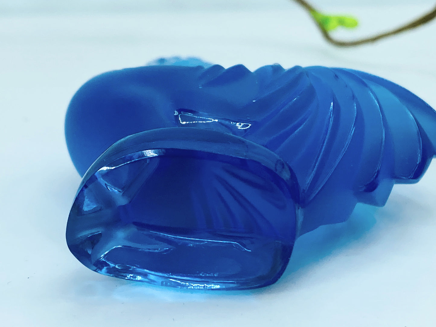 Lalique Creve-Coeur Blue Crystal Rooster Glass Figurine Signed France A468