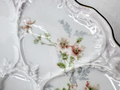 Antique Nippon Morimura Pink Floral Porcelain Six Well Oyster Plate A971