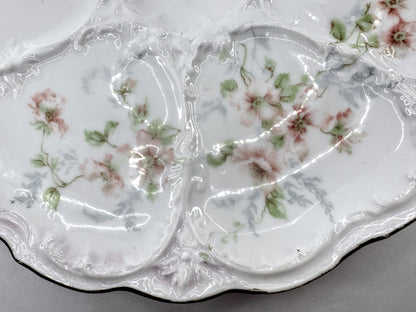 Antique Nippon Morimura Pink Floral Porcelain Six Well Oyster Plate A971