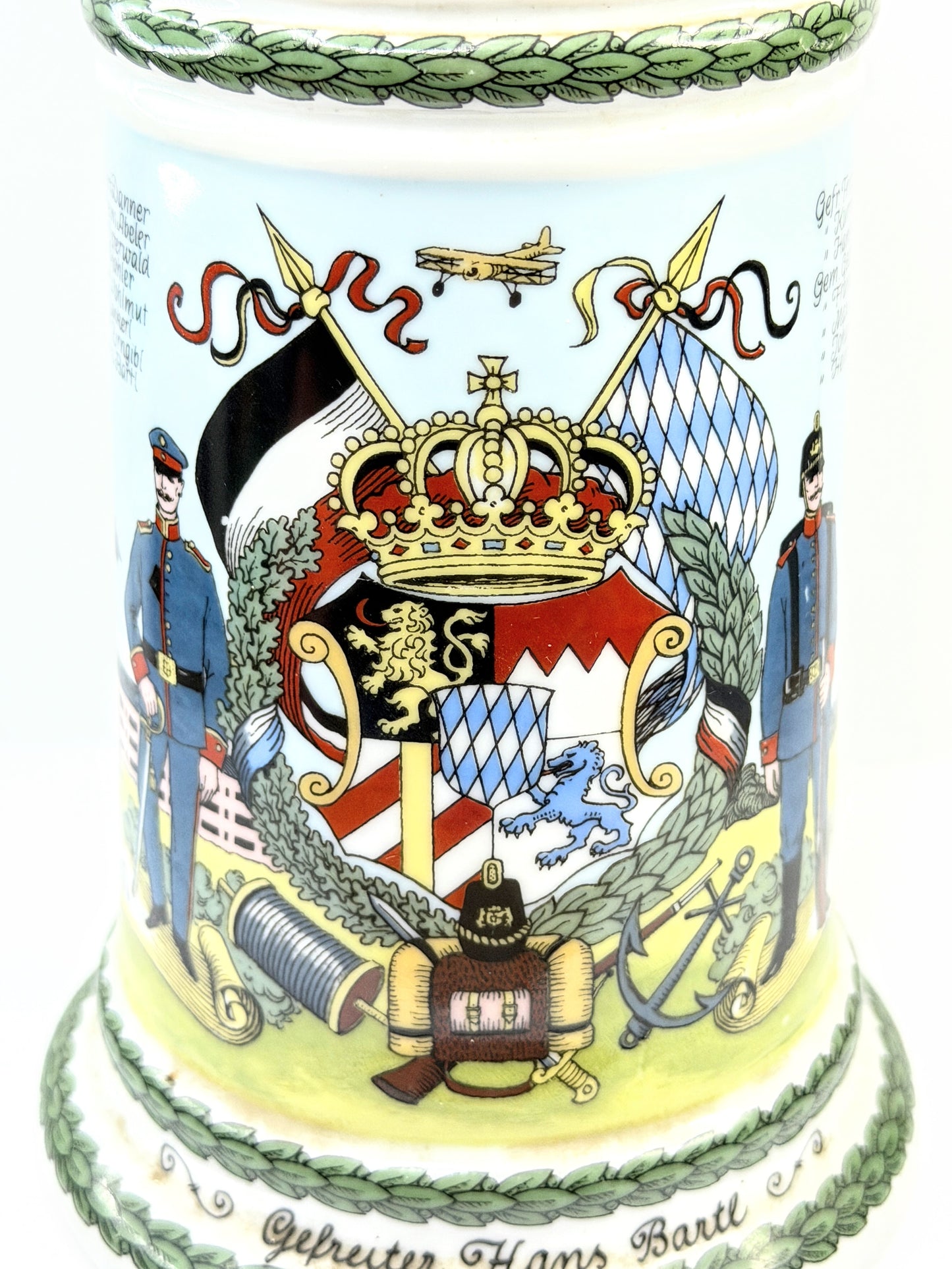 German Post-WWI Regimental Style Beer Stein Munich 1910 Lid A927