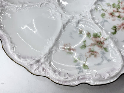 Antique Nippon Morimura Pink Floral Porcelain Six Well Oyster Plate A971