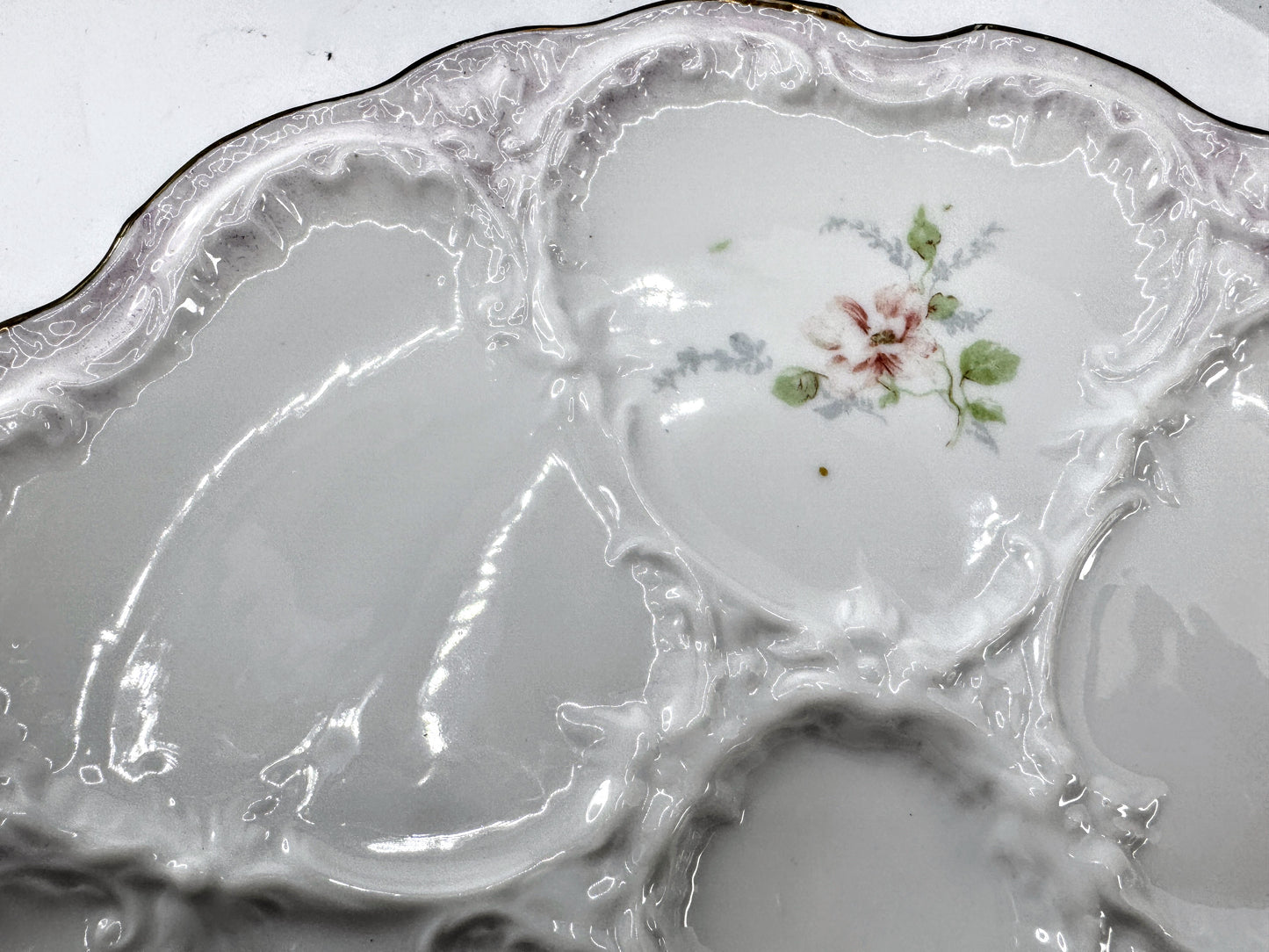 Antique Nippon Morimura Pink Floral Porcelain Six Well Oyster Plate A971