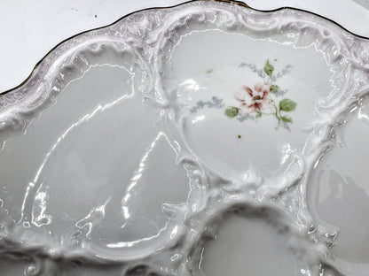 Antique Nippon Morimura Pink Floral Porcelain Six Well Oyster Plate A971