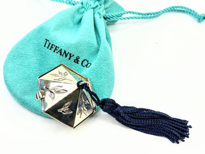 Rare Tiffany & Co Sterling Silver Hex Pill Trinket Box Tassel Italy SS329