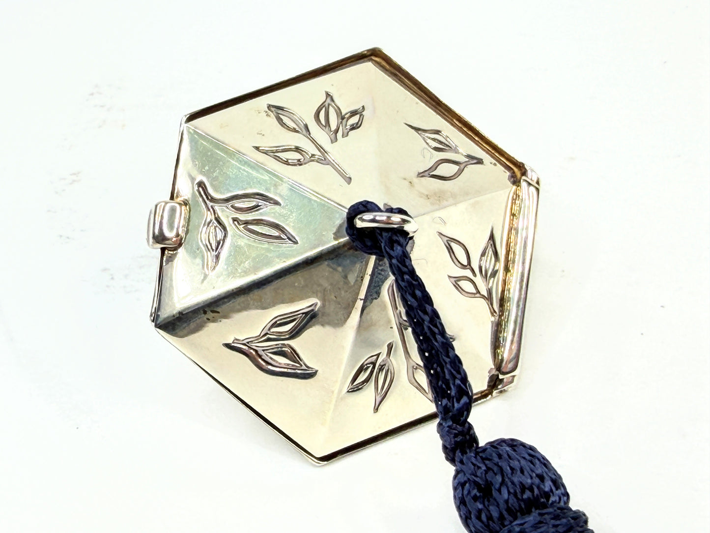 Rare Tiffany & Co Sterling Silver Hex Pill Trinket Box Tassel Italy SS329