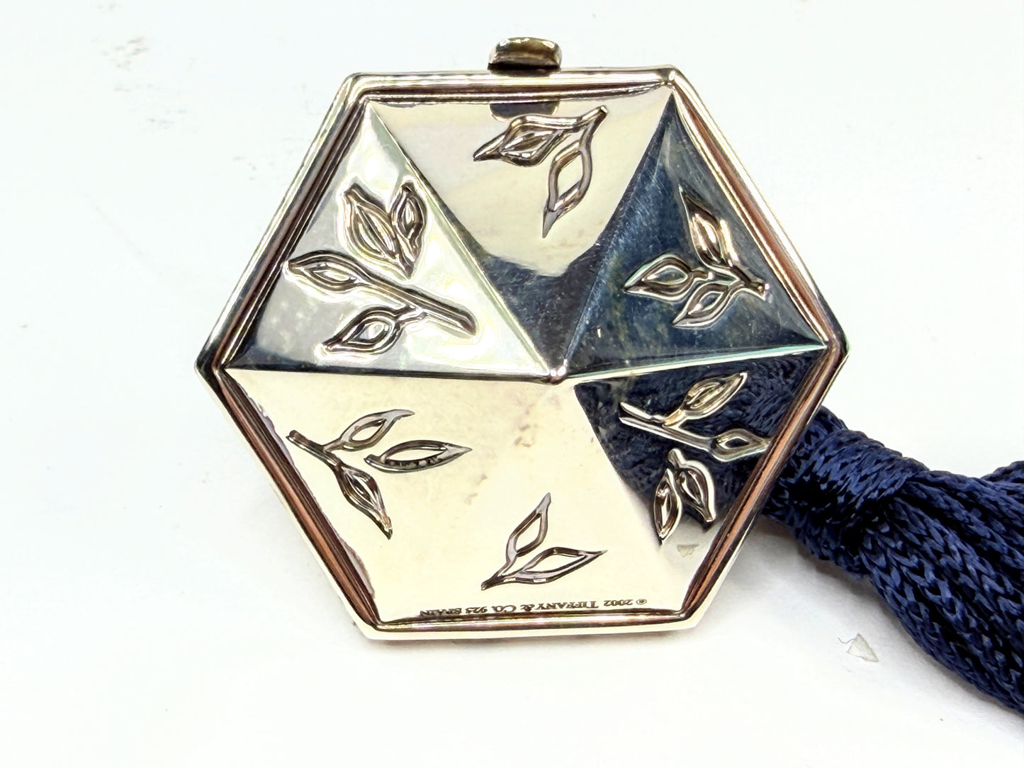 Rare Tiffany & Co Sterling Silver Hex Pill Trinket Box Tassel Italy SS329