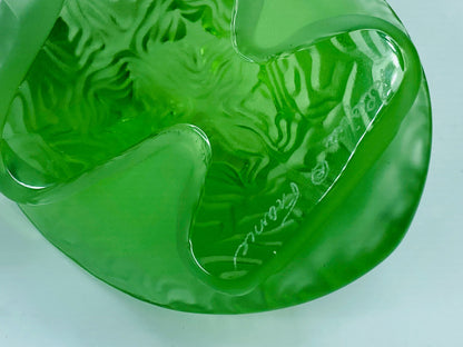 Lalique France Green Crystal Sidonie Turtle Sculpture #1214500 3" A467