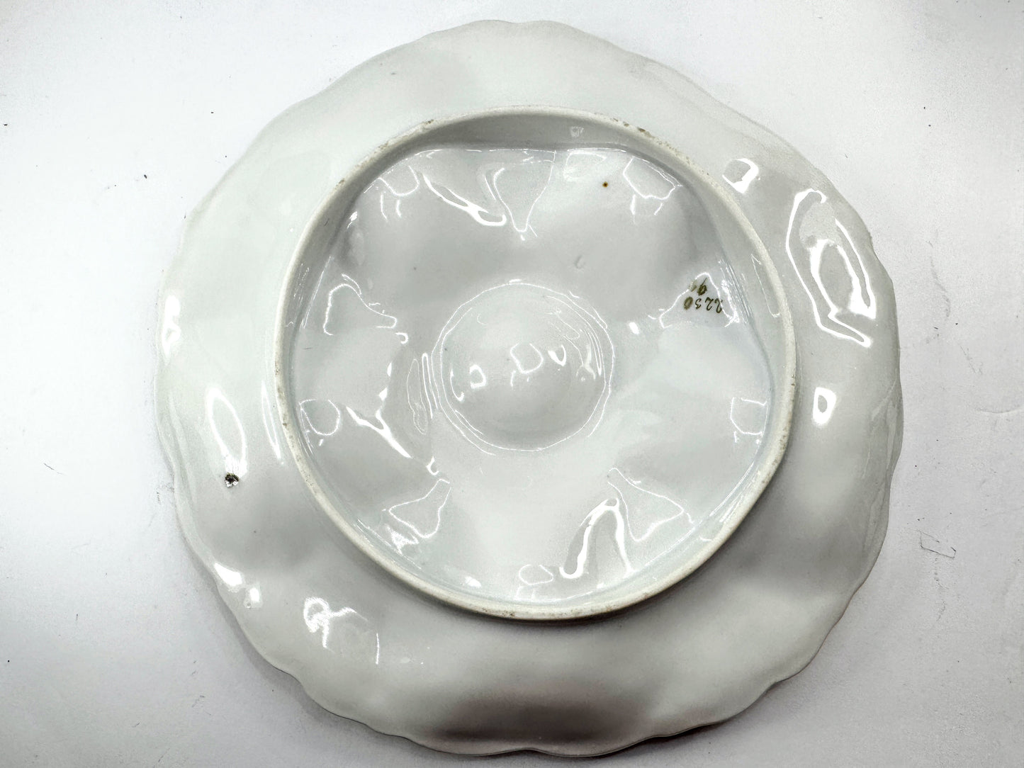 Antique Floral Porcelain Rococo Six Well Oyster Plate A974