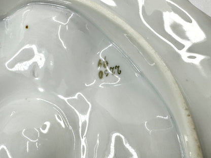 Antique Floral Porcelain Rococo Six Well Oyster Plate A974