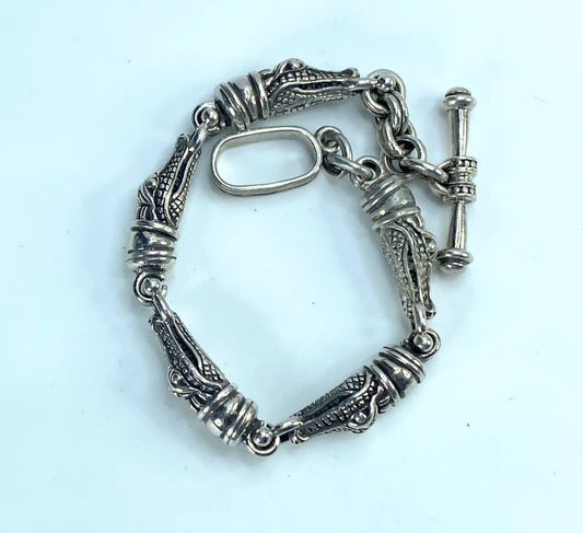 Kieselstein-Cord Sterling Alligator Bracelet 8.28" 61.3gm JR9110