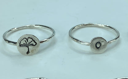 Minimalist Sterling Silver Symbolic Signet ring faceted shank s7 JR848