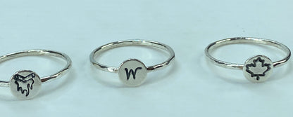 Minimalist Sterling Silver Symbolic Signet ring faceted shank s7 JR848
