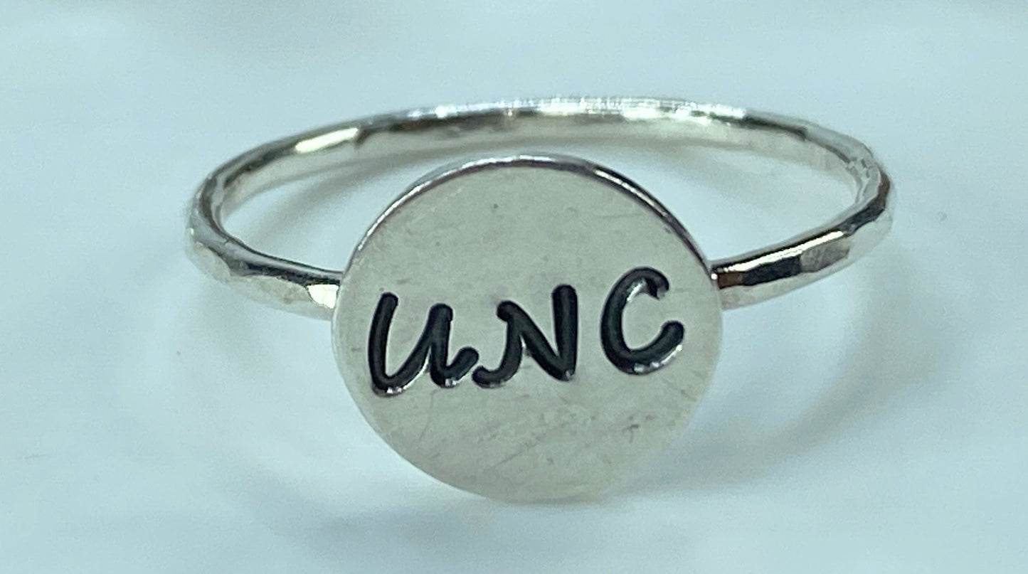 Minimalist Sterling Silver Symbolic Signet ring faceted shank s7 JR848