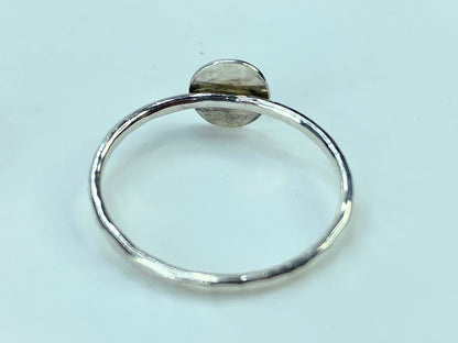 Minimalist Sterling Silver Symbolic Signet ring faceted shank s7 JR848