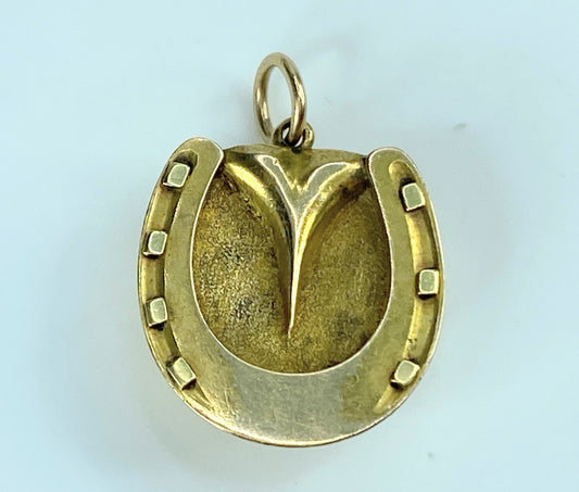 Early 20th century Horseshoe Locket pendant in 15K yellow gold 9.1g JR9974