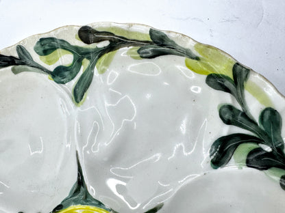 Antique French Porcelaine de Paris Lemon Majolica Oyster Plate 9" A977