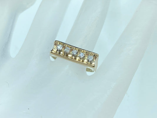 14K yellow gold 0.3ct G/VS2 round brilliant diamond men's ring 4.9g s10 JR9346