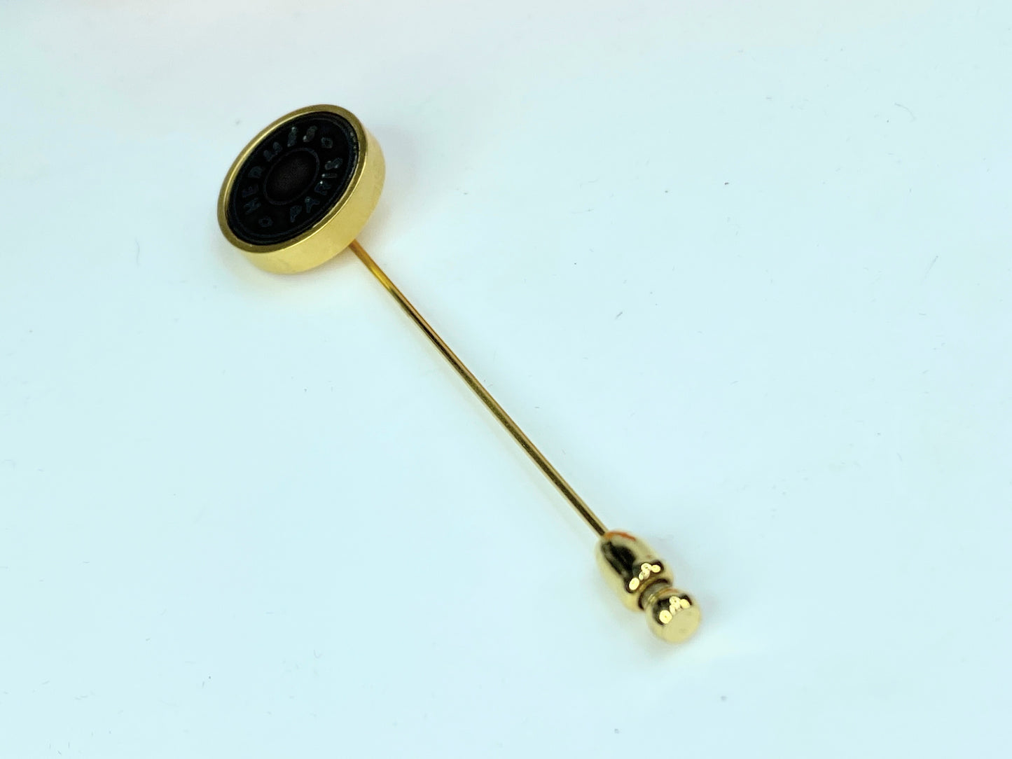 Hermes Vintage Gold Plated Cloud De Selle Mother of Pearl Pin in box GS700