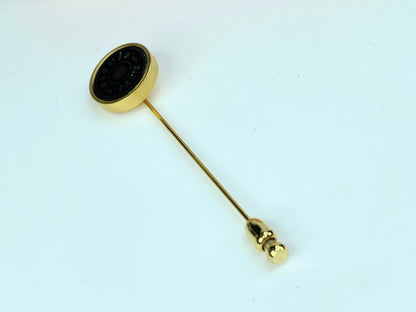 Hermes Vintage Gold Plated Cloud De Selle Mother of Pearl Pin in box GS700