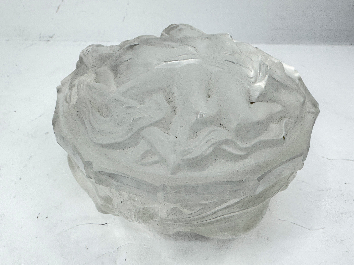 Vintage Lalique Frosted Crystal Nude Figure Covered Trinket Box Mint A980