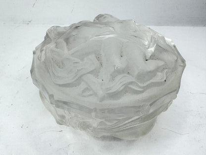 Vintage Lalique Frosted Crystal Nude Figure Covered Trinket Box Mint A980