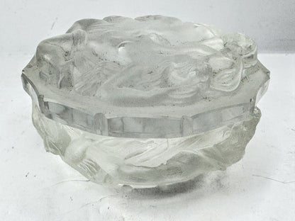 Vintage Lalique Frosted Crystal Nude Figure Covered Trinket Box Mint A980