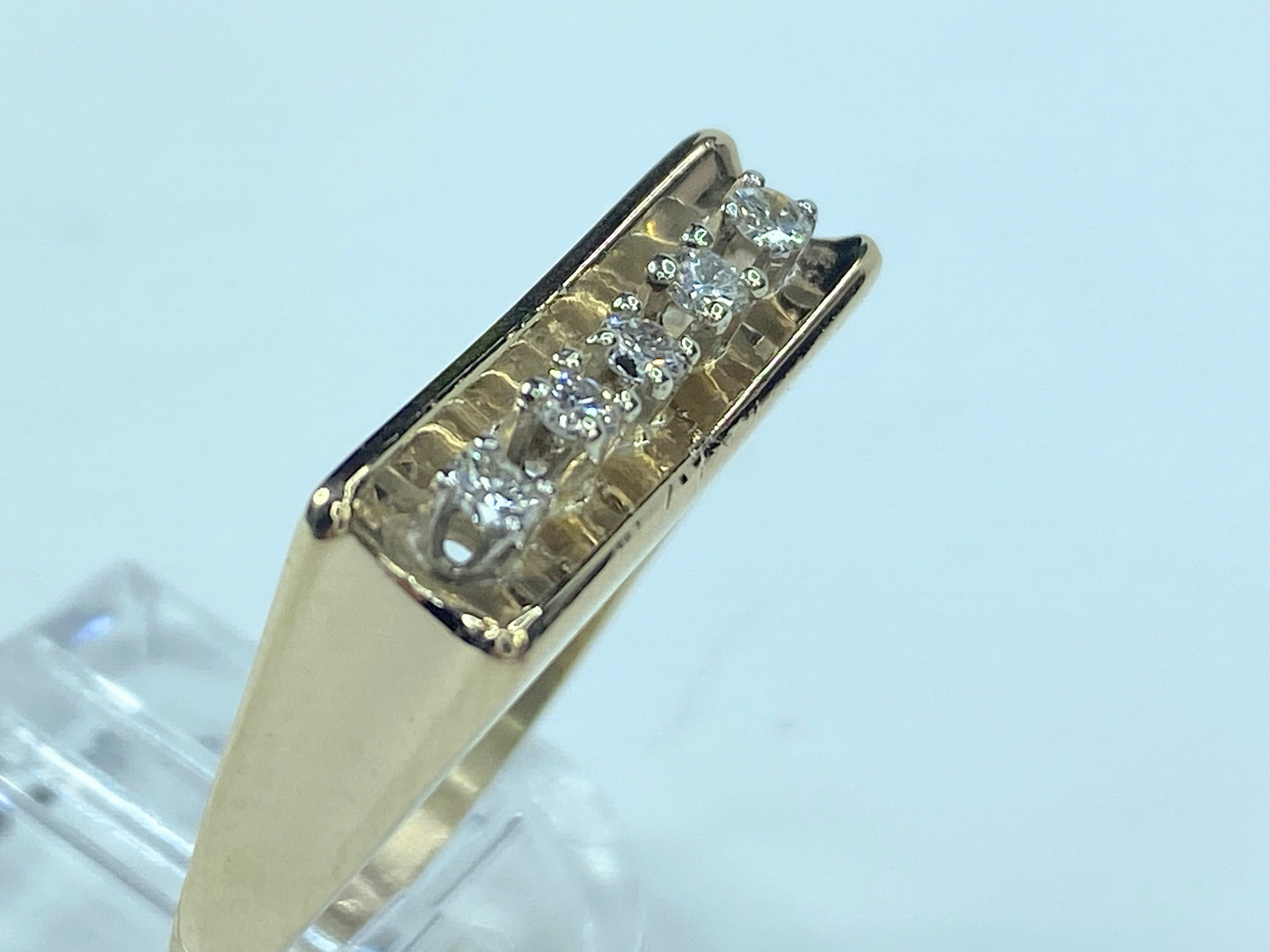 14K yellow gold 0.3ct G/VS2 round brilliant diamond men's ring 4.9g s10 JR9346