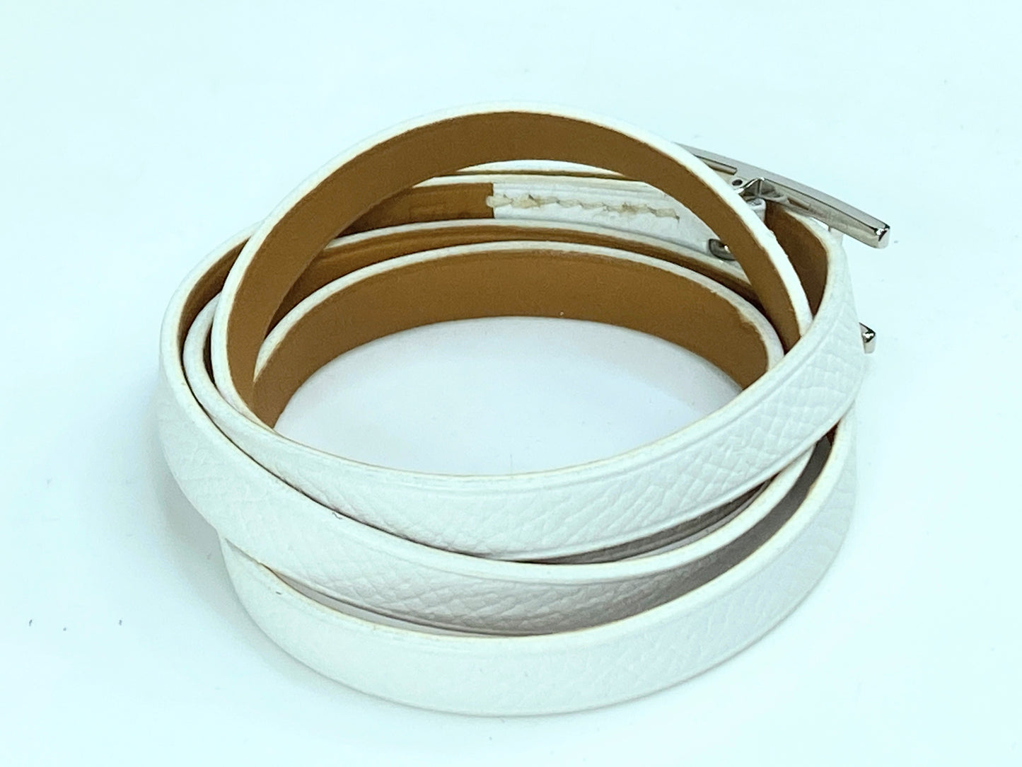 Hermès vintage blanche Behapi Tour Leather Wrap Bracelet new in box GS701