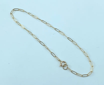 2.0mm Paper clip link 14K yellow gold bracelet 7 1/4" JR9348