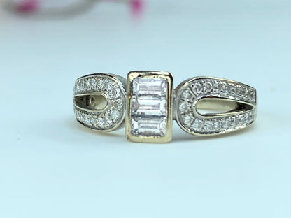 Brilliant Three Stone Baguette Cut Diamond dress Ring in 18k White Gold JR9980