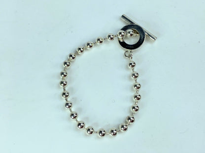 Vintage Gucci Sterling Silver Beaded Chain Circle Toggle clasp bracelet JR1088