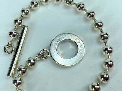 Vintage Gucci Sterling Silver Beaded Chain Circle Toggle clasp bracelet JR1088