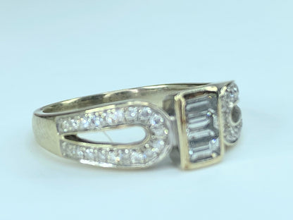 Brilliant Three Stone Baguette Cut Diamond dress Ring in 18k White Gold JR9980