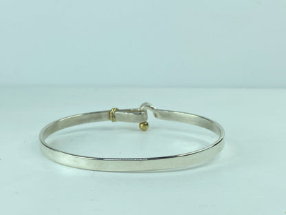 Tiffany & Co Sterling Silver 18K Gold Hook Eye Tension Bangle Bracelet JR695