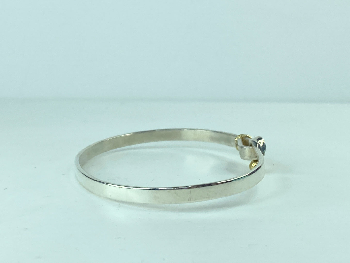 Tiffany & Co Sterling Silver 18K Gold Hook Eye Tension Bangle Bracelet JR695