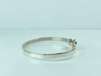 Tiffany & Co Sterling Silver 18K Gold Hook Eye Tension Bangle Bracelet JR695