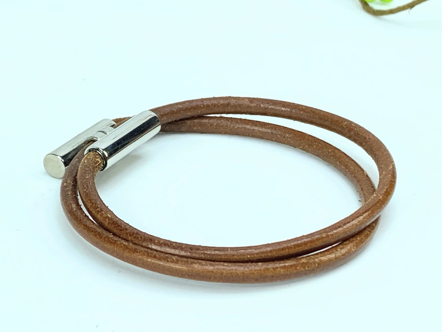 Hermès vintage Leather Tournis Tresse Bracelet GS705