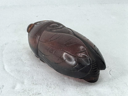 Antique Amber Glass Cicada Form Snuff Bottle Replacement Cap A998