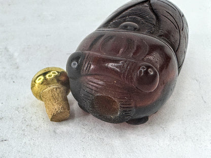 Antique Amber Glass Cicada Form Snuff Bottle Replacement Cap A998