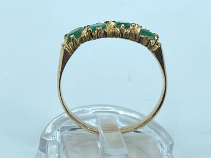 Art Deco 18K yellow gold 1.15ct round Emerald four stones ring s8.5 JR9360