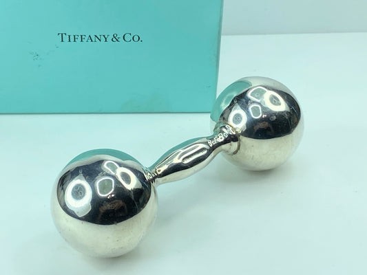 Tiffany & Co. Sterling Silver 925 Barbell Baby Rattle 4 3/4" x 1 1/2" 52g SS41
