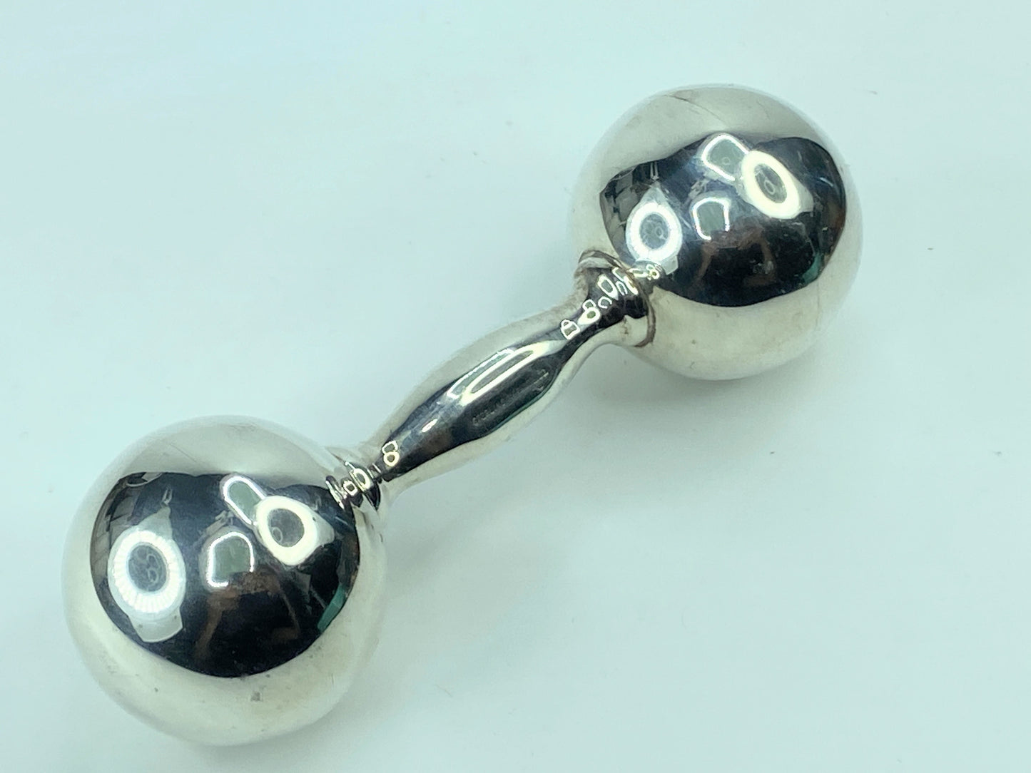 Tiffany & Co. Sterling Silver 925 Barbell Baby Rattle 4 3/4" x 1 1/2" 52g SS41